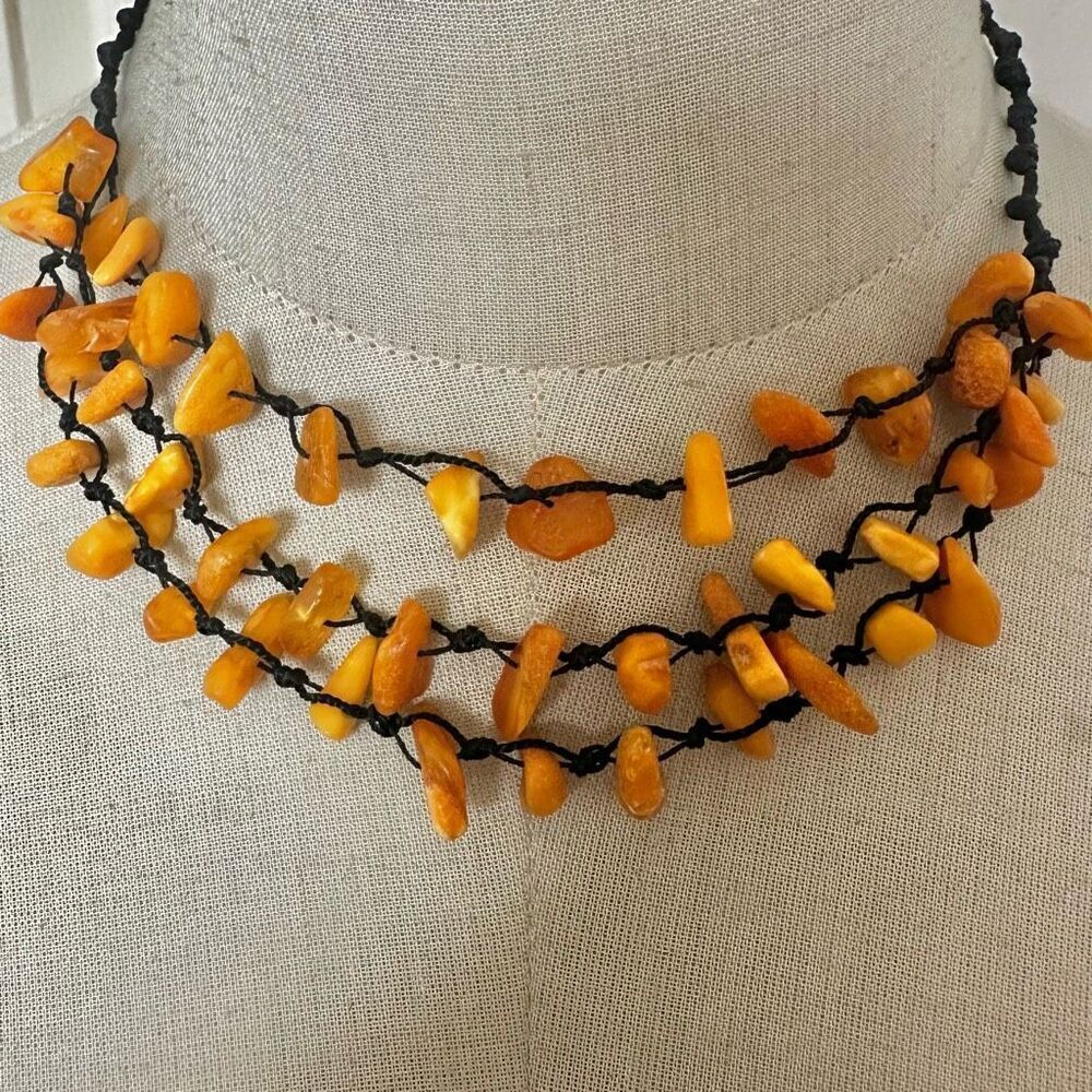 BALTIC AMBER  multi strand Necklace on cord